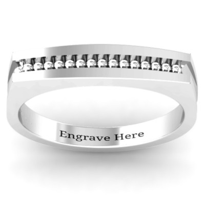 Fissure Beaded Groove Women's Solid White Gold Ring