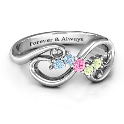 Flourish Infinity Solid White Gold Ring with Gemstones