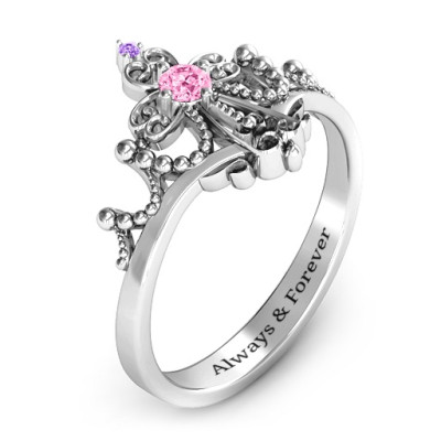 Forever And Always Tiara Solid White Gold Ring
