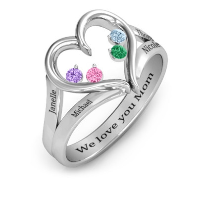 Forever In My Heart Birthstone Solid White Gold Ring