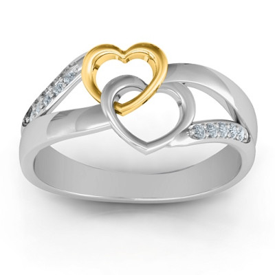 Forever Linked Hearts Solid Gold Ring