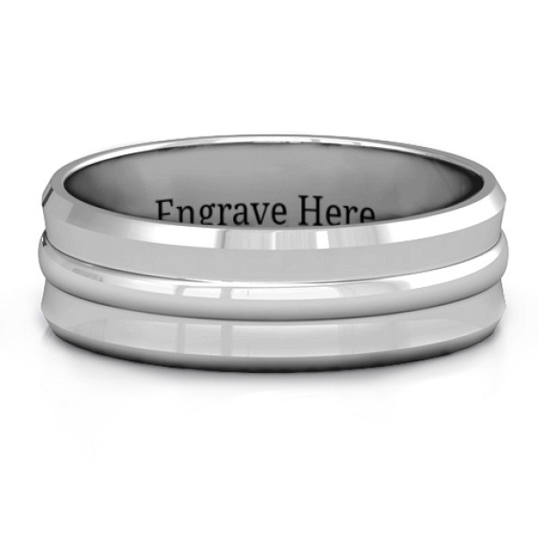 Forge Bevelled and Banded Men's Solid White Gold Ring