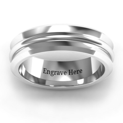 Forge Bevelled and Banded Men's Solid White Gold Ring