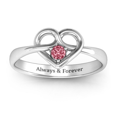 Forget Me Knot Heart Infinity Solid White Gold Ring