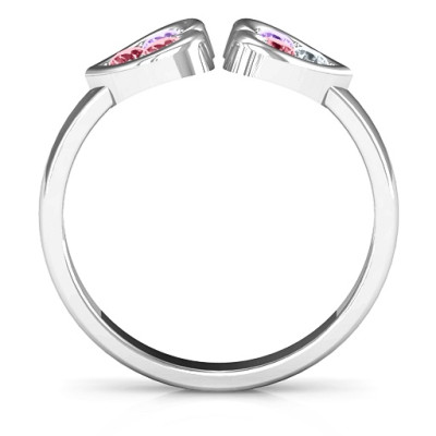 Heart To Heart Wraparound Solid White Gold Ring