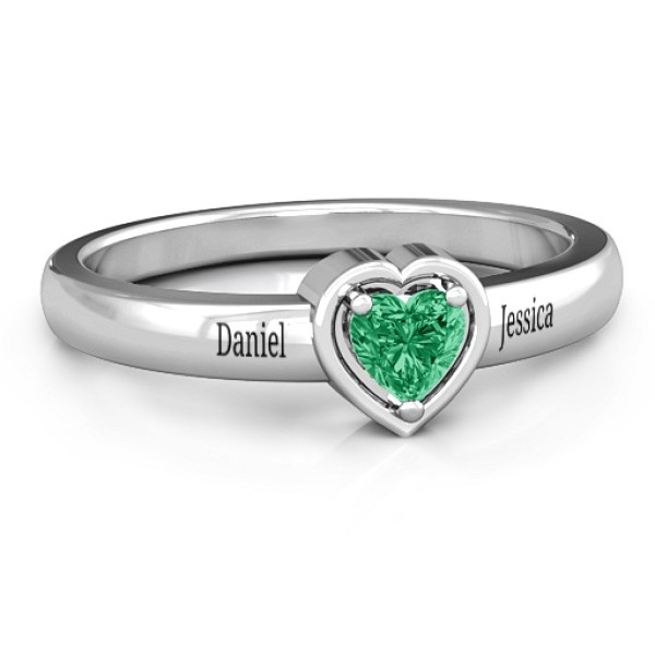Heart in a Heart Solid White Gold Ring