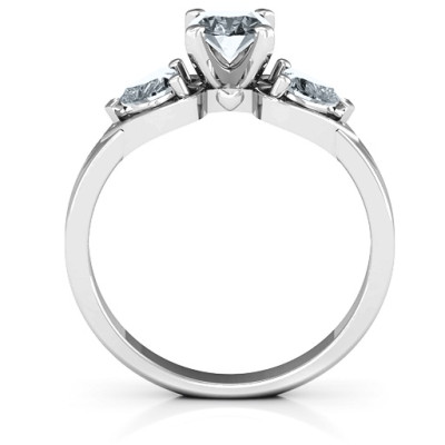 Hearts and Stones Solitaire Solid White Gold Ring