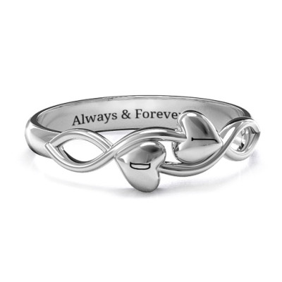 Heavenly Hearts Solid White Gold Ring