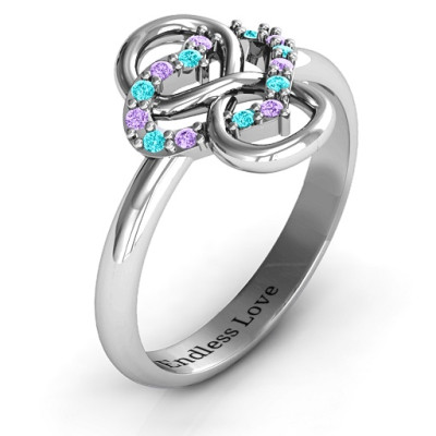 Infinite Love with Stones Solid White Gold Rings