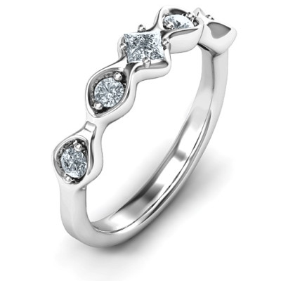 Infinite Wave with Princess Cut Centre Stone Solid White Gold Ring