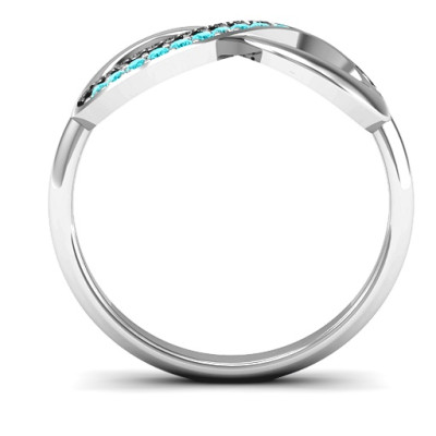 Infinity Solid White Gold Ring with Single Accent Row