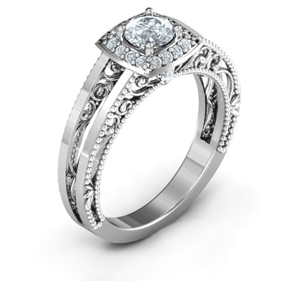 Intricate Love Solid White Gold Ring