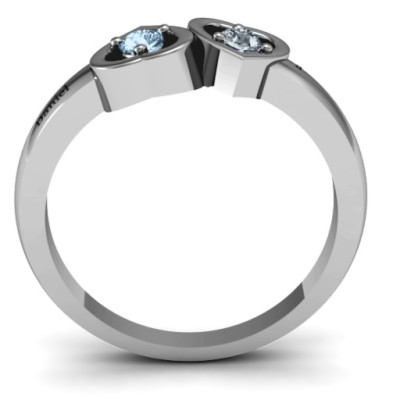 Inverted Kissing Hearts Solid White Gold Ring