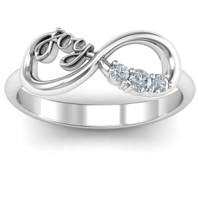 Joy Infinity Solid White Gold Ring with 3 Stones