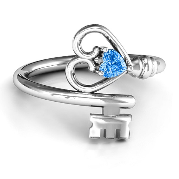 Key to Her Heart Solid White Gold Ring