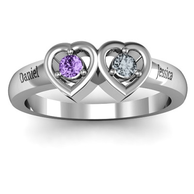 Kissing Hearts Solid White Gold Ring