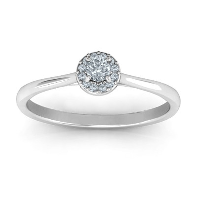 Little Luxury Halo Solid White Gold Ring