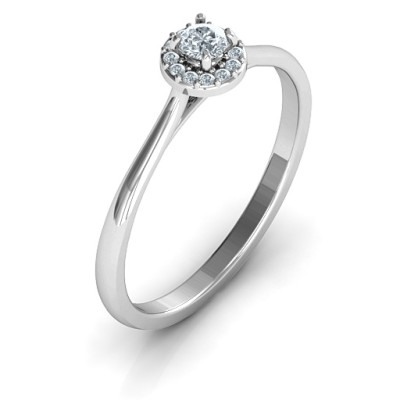 Little Luxury Halo Solid White Gold Ring