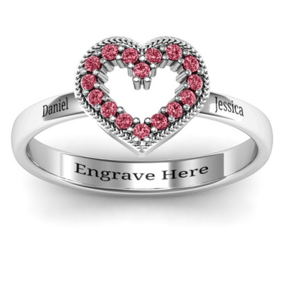 Love Story Heart Accent Solid White Gold Ring