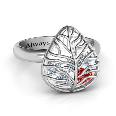 Lovely Lilac Cage Leaf Solid White Gold Ring