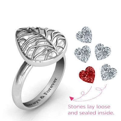 Lovely Lilac Cage Leaf Solid White Gold Ring