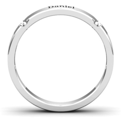 Lysander Beaded Curved Groove Women's Solid White Gold Ring