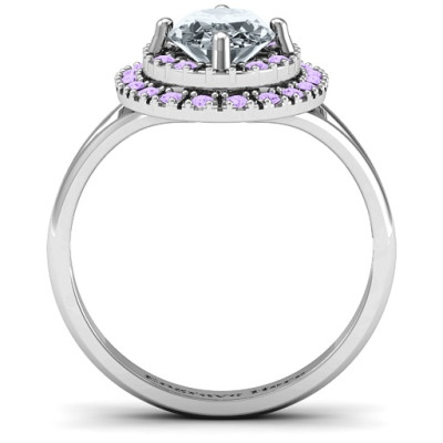 Margaret Double Halo Solid White Gold Ring