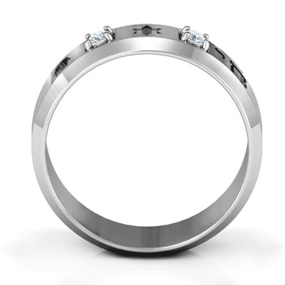 Men's Judaica Solid White Gold Ring