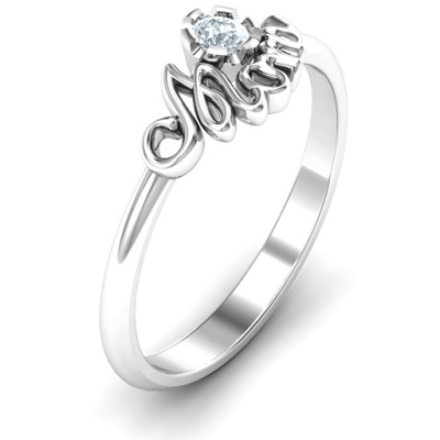 Mom's Reminder Solid White Gold Ring