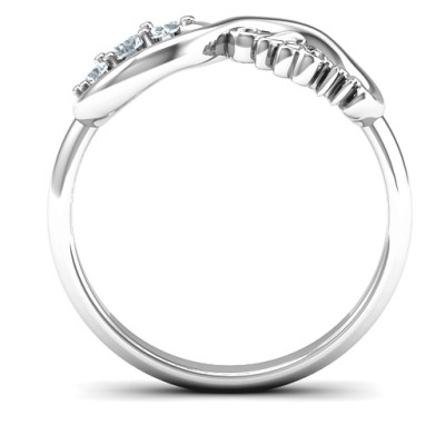Mum's Infinite Love with Stones Solid White Gold Ring