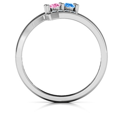 Must Be Love Two Stone Solid White Gold Ring