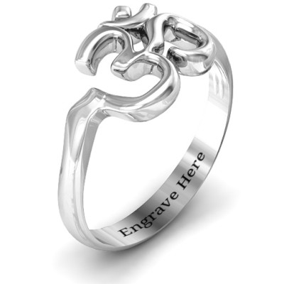 Om - Sound of Universe Solid White Gold Ring