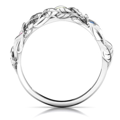 Solid White Gold Organic Leaf Accented Band