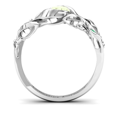 Organic Leaf Solid White Gold Ring