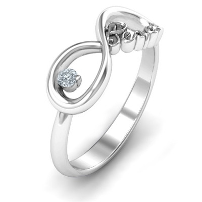 Peace Infinity Solid White Gold Ring