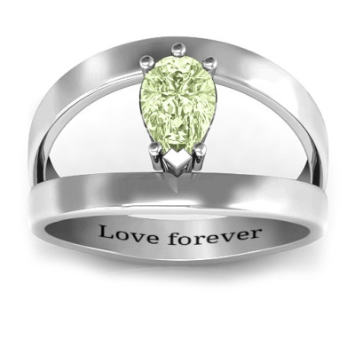 Pear With Flair Solid White Gold Ring