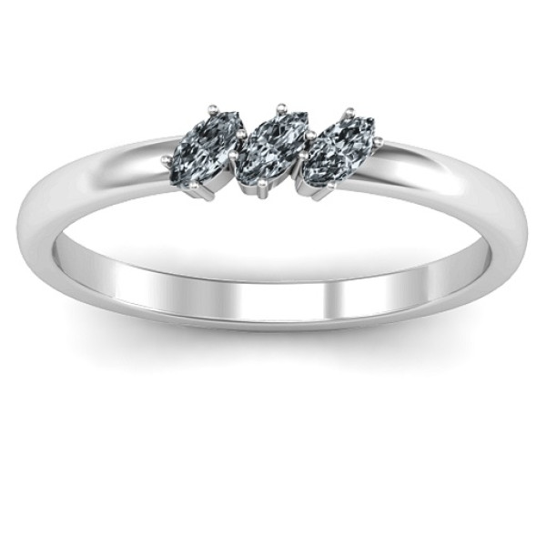 Petit Marquise Trio Solid White Gold Ring