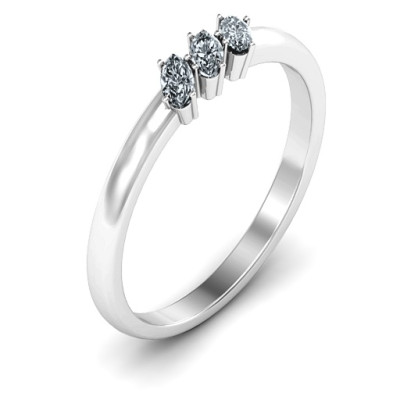 Petit Marquise Trio Solid White Gold Ring