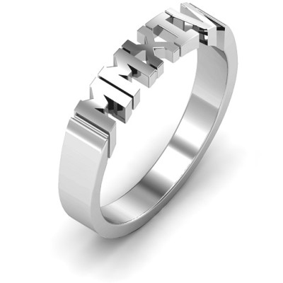 Roman Numeral Unisex Graduation Solid White Gold Ring