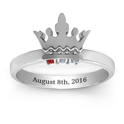 Royal Family Princess Tiara Solid White Gold Ring