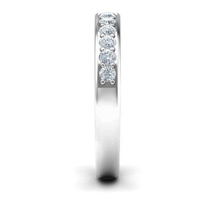 Shadow Band of Stones Solid White Gold Ring