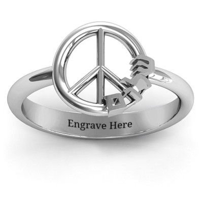 Shalom Peace Solid White Gold Ring