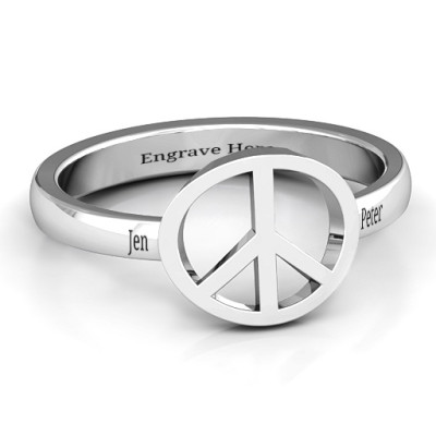 Shanti Peace Solid White Gold Ring