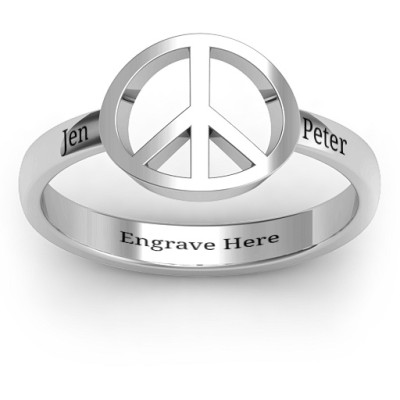 Shanti Peace Solid White Gold Ring