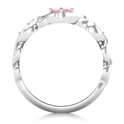 Shimmering Infinity Princess Stone Heart Solid White Gold Ring