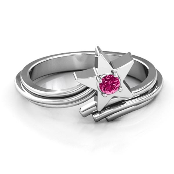 Shooting Star Solid White Gold Ring