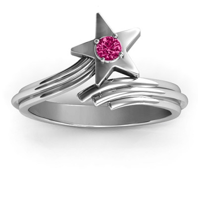 Shooting Star Solid White Gold Ring