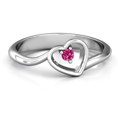 Single Heart Bypass Solid White Gold Ring