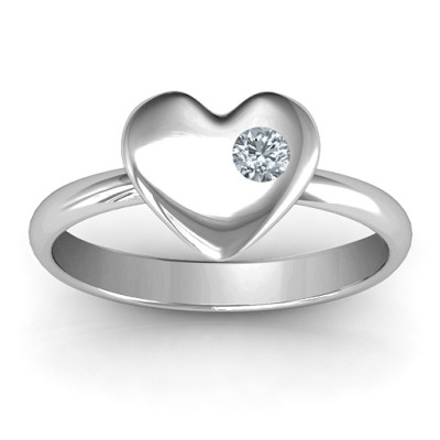 Soulmate's Heart Solid White Gold Ring