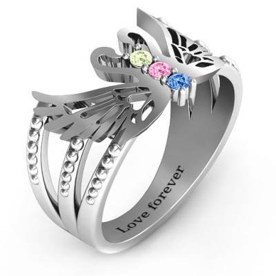 Sparkling Swan Solid White Gold Ring